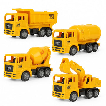 Pluspoint Construction Vehicle Set Of 4 Toy Trucks Simulation Pull Back Excavator Dumper Trucks Cement Mixer Tanker Pretend Play