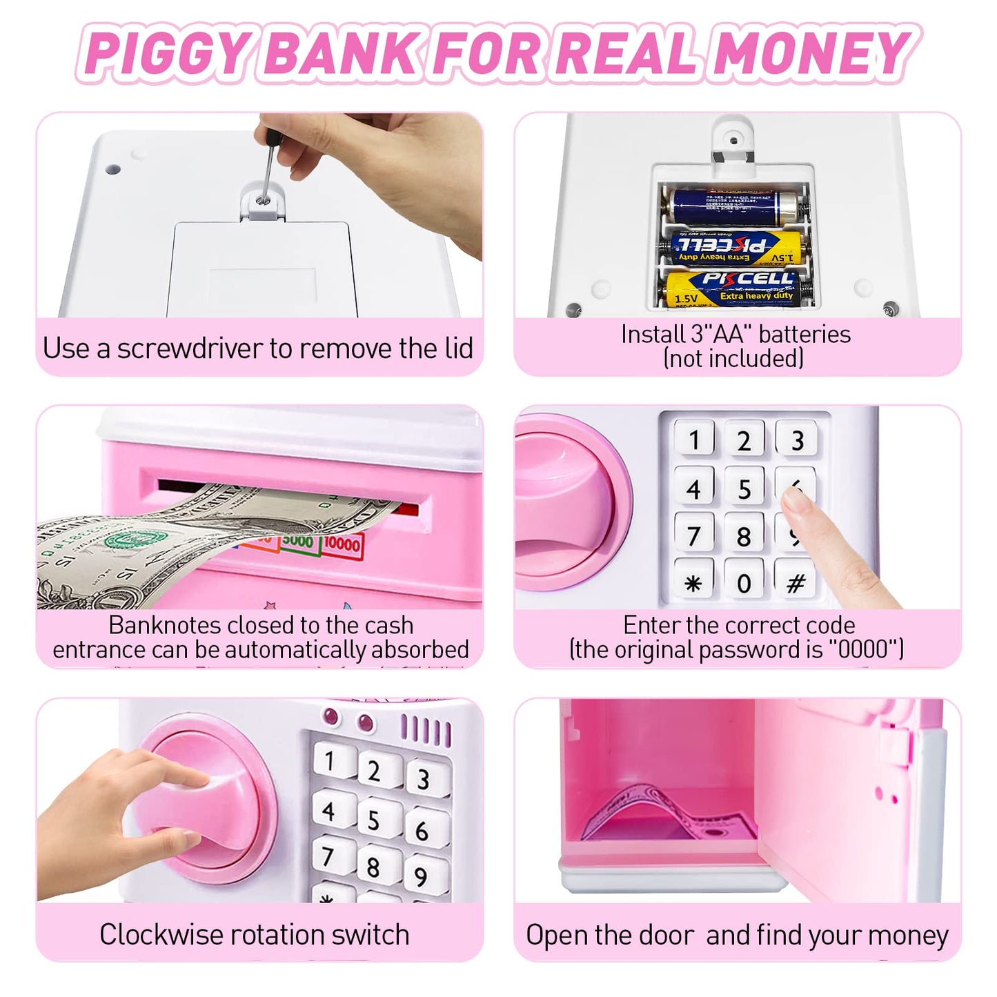 Juneu Unicorn Piggy Bank For Kids,Gifts For 5 6 7 8 9 10 Year Old Girls,Girl Birthday Gift,Toys For Girls,Kids Piggy Bank For Gi