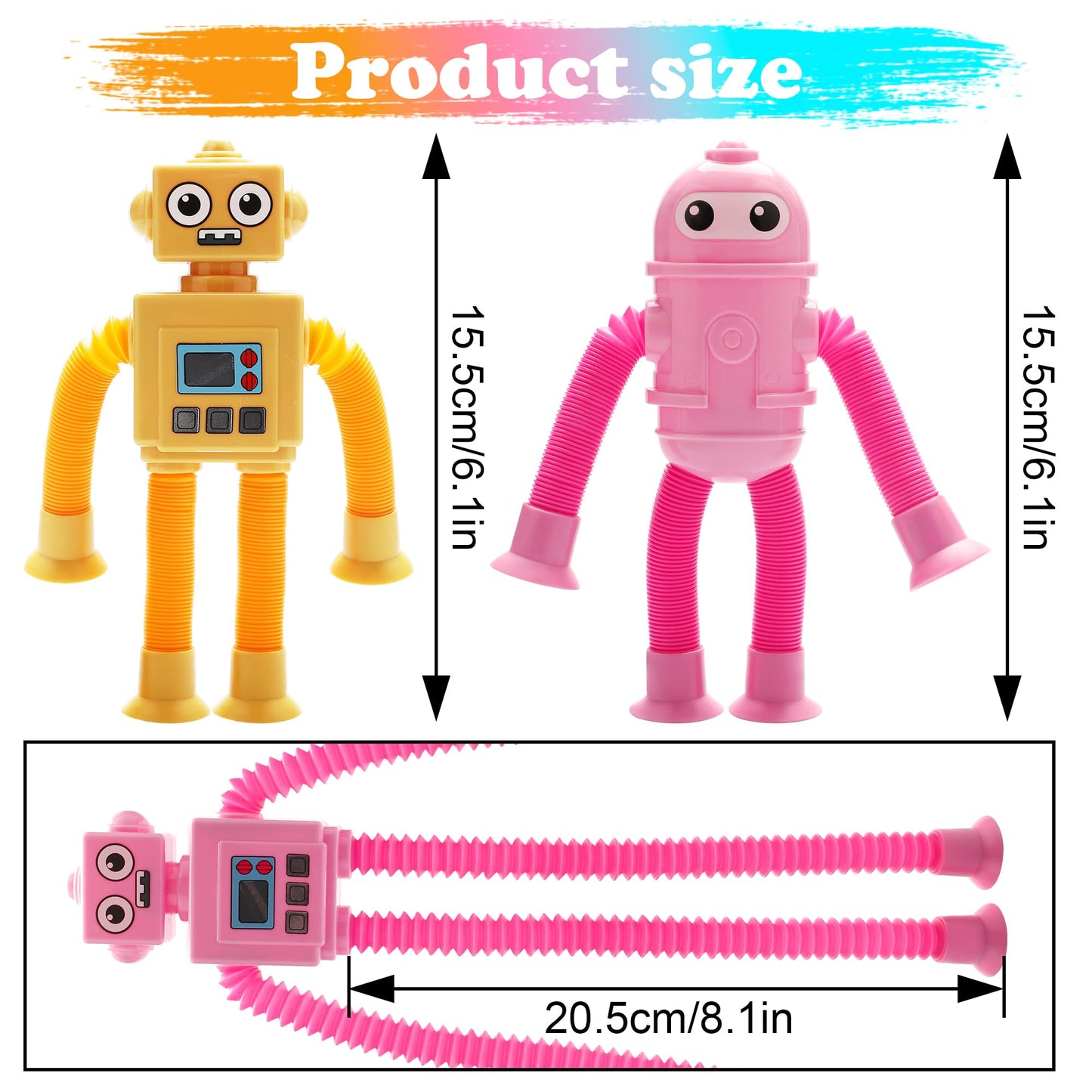 SUKIPIN Pop Tube Giraffe, 4 Pack Telescopic Suction Cup Giraffe Toy, Stretchy Giraffe Suction Toy, Pop Tube Fidget Toys (4 Pack)