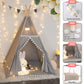 Teepee Tent For Kids With Padded Mat, Grey Foldable Play Tent With Carry Bag For Indoor Outdoor, Pompom Lace Cotton Canvas Playhouse Tipi For Girls Boys