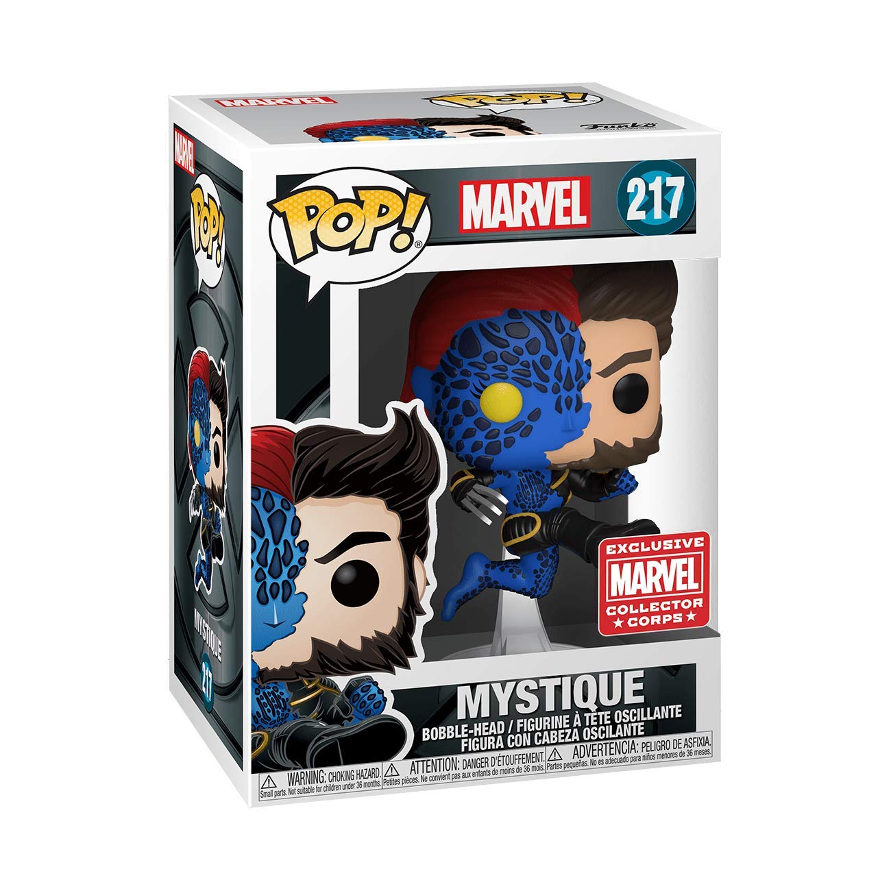 Pop! Marvel Collector Corps Exclusive Transforming Mystique #217 W/ Protective Case