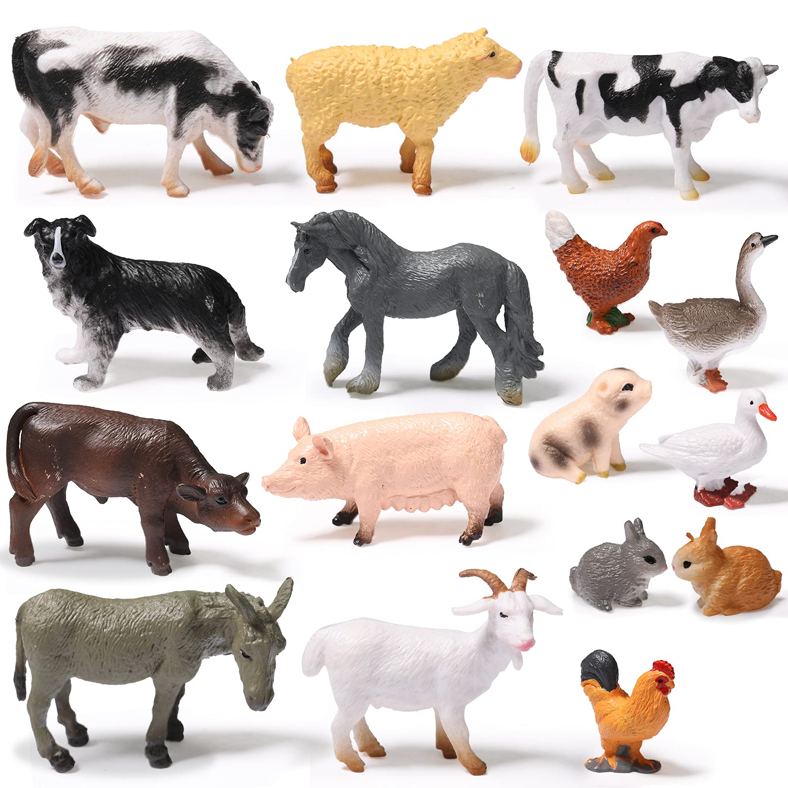 16 Pcs Mini Farm Animal Toys Realistic Plastic Kids Animal Figurines Playset For Kids Birthday Cake Topper Easter Egg Fillers Animal Theme Toys
