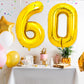 Pigetale 40 Inch 60 Number Balloons Gold Big Giant Jumbo Birthday Decorations Large Foil Mylar Helium Digital Balloons Age 6 60T