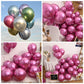 Jobkoo 60Pcs Metallic Pink Balloons 5Inch Shiny Chrome Hot Pink Balloon Dark Pink Metallic Party Balloons Small Magenta Pink Chr