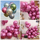 Jobkoo Hot Pink Metallic Balloons, 50Pcs 10Inch Chrome Pink Balloons Metallic Dark Pink Party Balloons Shiny Magenta Pink Chrome