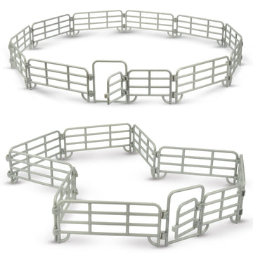 Toymany 20Pcs Corral Fencing Panel Accessories Playset Includes 2 Gates Fences, Plastic Fence Toys For Barn Paddock Horse Stable Or Farm Animals Horses Figurines, Educational Gift For Kids Toddler