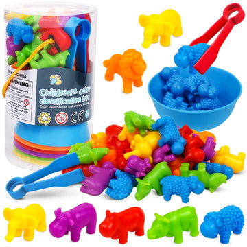 Naodongli Counting Animals Color Sorting Stacking Matching Games With Rainbow Bowls Montessori Preschool Educational Learning Ac