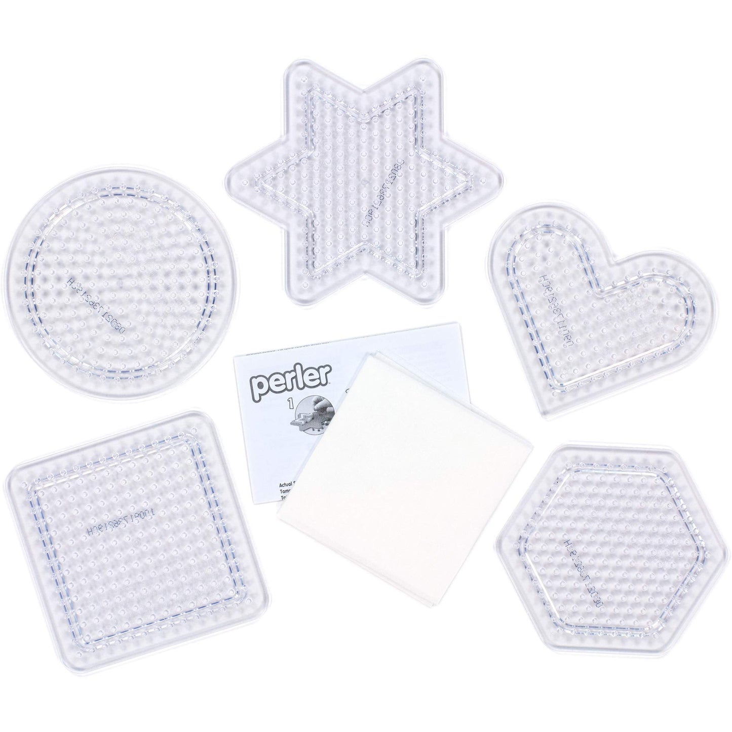 Perler Beads Basic Shapes Clear Pegboard Set, Small, Clear, 5 pcs
