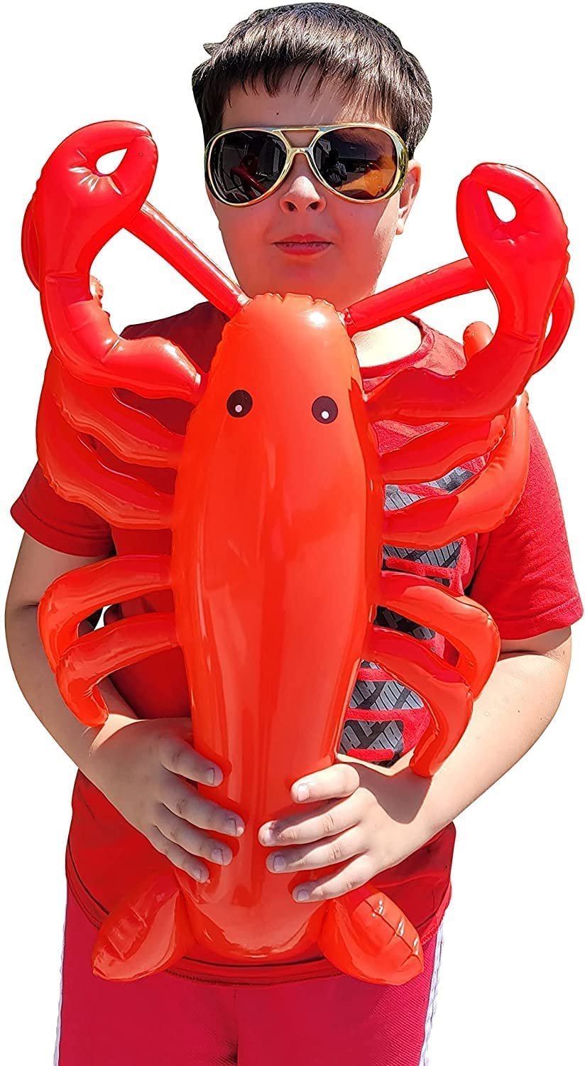 Large 20'' Red Blow-Up Inflatable Lobster Pool Toy Luau Nautical Clam Bake Beach Hawaii Key West Theme Party Decoration (1 Pack)