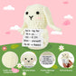 Juleasel Mini Funny Positive Bunny Emotional Crochet Animals Rabbit Knitted Doll With Positive Card For Friend Coworkers Encoura