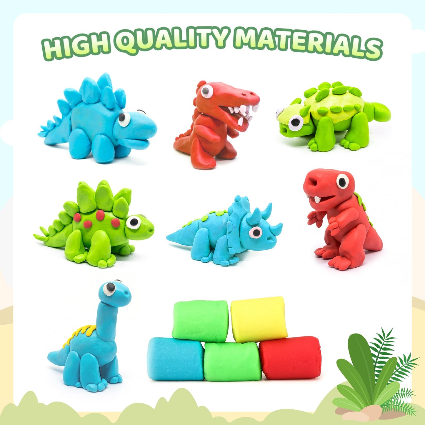 Dinosaur Color Dough Sets Toys, Dough Tool Set for Kids Aged 2-8, Dinosaur Dough Molds for Girls and Boys (20 Pcs Color Dough Ac