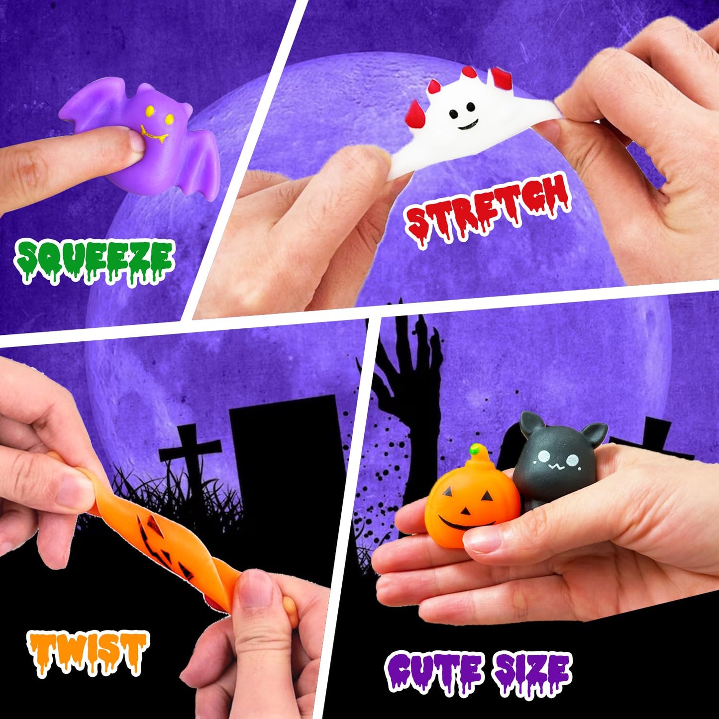 Halloween Party Favors, 120Pcs Squishies Toys for Kids, Mochi Squishy Bulk, Kawaii Mini Squeeze Toys for Halloween Treat, Goodie