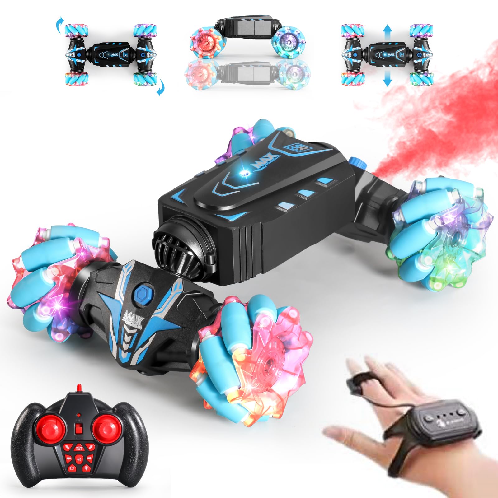 VANLINNY Gesture Sensing RC Stunt Car with Light and Music,Drift Hand Controlled Remote Control Twist Cars Toys for 8-12 yr Boys