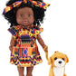 Gagaku Black Baby Doll,13 Inch Black Baby Dolls For 3 4 5 6 Years Old Girls With Curly Hair, Plush Pet Dogtoy,Small Baby Dolls F