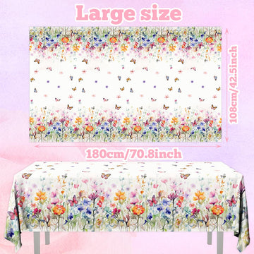 Hakoti Wildflower Baby Shower Decorations - 3Pcs Wildflower Tablecloth Wildflower Baby In Bloom Party Tablecloth Floral Theme Su