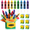 Fuutreo 6 Sets 96 Pcs Crayon Themed Party Centerpieces Decorations Back to School Table Toppers with Paper Box Crayon Cutouts Ti