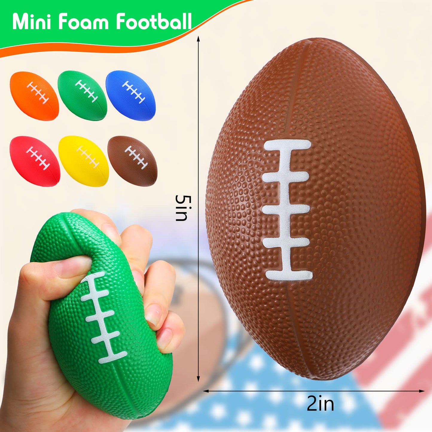 24 Pack Foam Footballs 4.72 Inch Bulk Mini Spiral Football Toys Easy Grip Waterproof Small Soft Emulation Foam Footballs for Kid