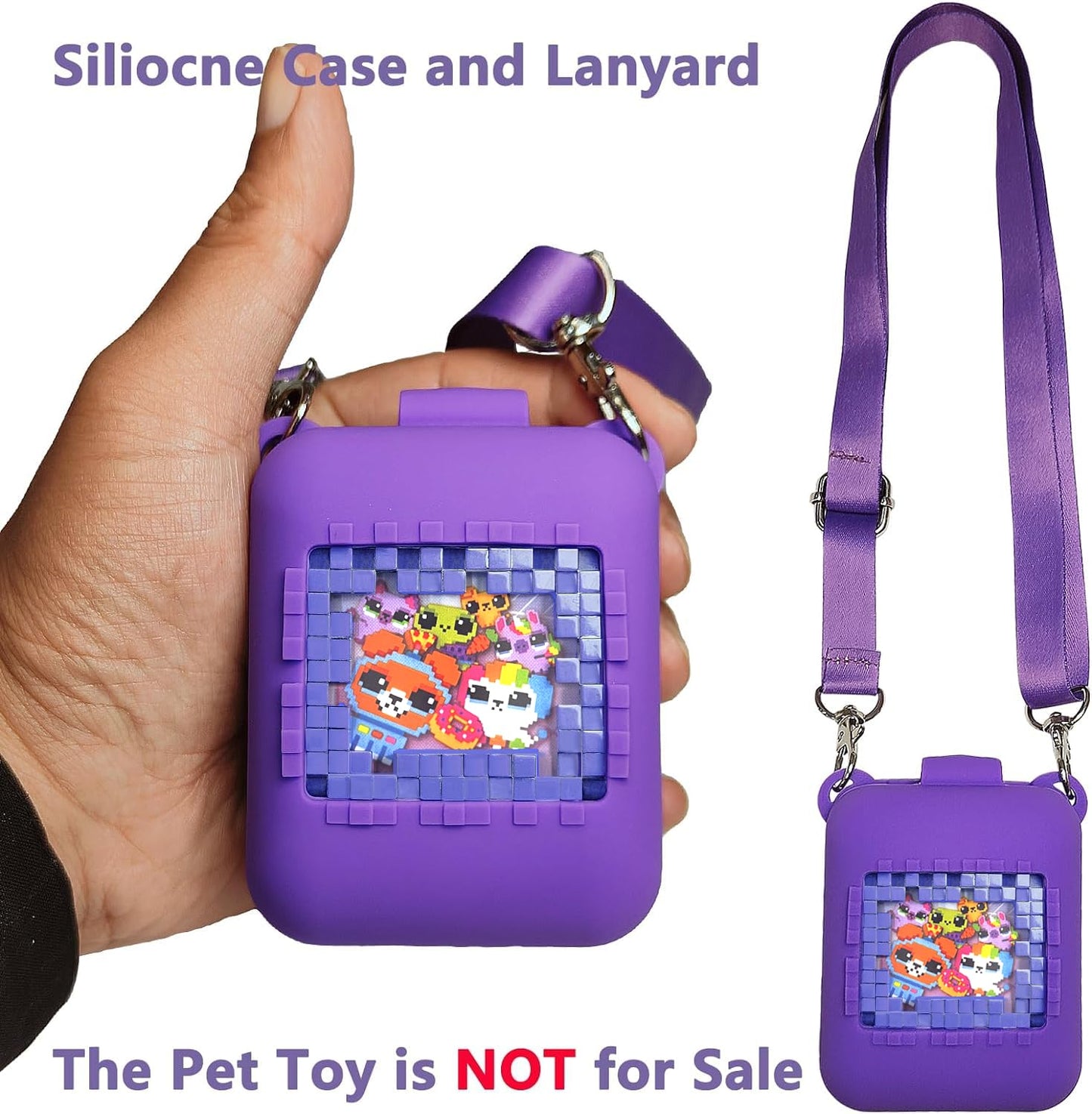 Jchpine Silicone Cover Case For Bitzee Interactive Toy Digital Pet And Case, Protective Skin Sleeve For Bitzee Virtual Electronic Pets Accessories (For Original 15 Animals) (Purple)