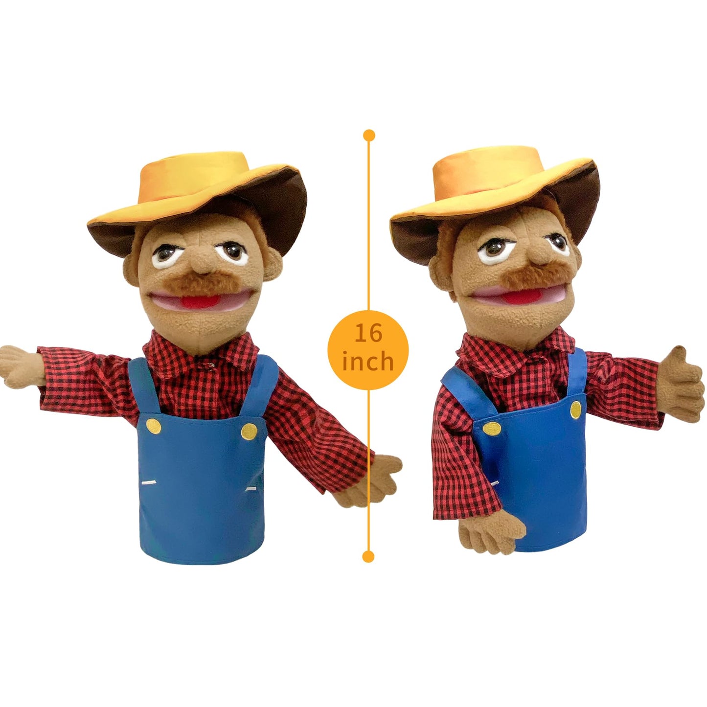 Okegztoa 16'' Puppets Entriloquist Puppet,Hand Puppets For Kids Plush Peasant Puppets For Adults With Removable Mouth Puppet For