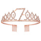 7Th Birthday Tiaras And Crowns For Women Girls, Birthday Decorations Rose Gold Sash Crystal Tiara Party Supplies