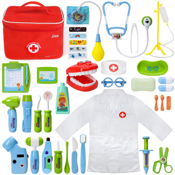 Medical Kit for Kids - 35 Pieces Doctor Pretend Play Equipment, Dentist Kit for Kids, Doctor Play Set with Gift Case for Toddler