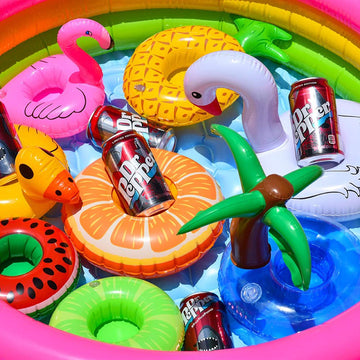 Inflatable Drink Holder 3 Pack Lemon Drink Pool Floats Cup Holders For Summer Pool Party, Variety Shape To Choose