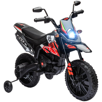 Qaba 12V Kids Motorcycle, Aprilia Licenced Electric Motorcycle for Kids with Training Wheels, Spring Suspension, LED Light, USB,