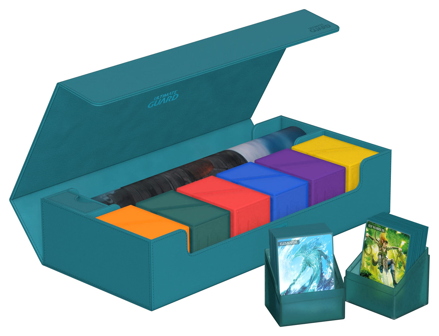 Ultimate Guard Superhive 550+, Deck Case For 550 Double-Sleeved Tcg Cards, Petrol, Compatible With Boulders, Magnetic Closure & Microfiber Lining