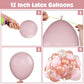 Rose Gold Pink Balloons, 60 Pcs 12 Inch Rose Gold Pastel Pink Birthday Balloons With Rose Gold Confetti Balloons, Pink Helium Ba