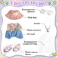 7 Pcs Clothes for Popular Dolls - 17cm - Pink Sweater + Overall + Pink Hat + Glasses + Shoes + Kettle + Rainproof Bag- enhanced Doll Outfit Accessories for Play & Display (No Doll)