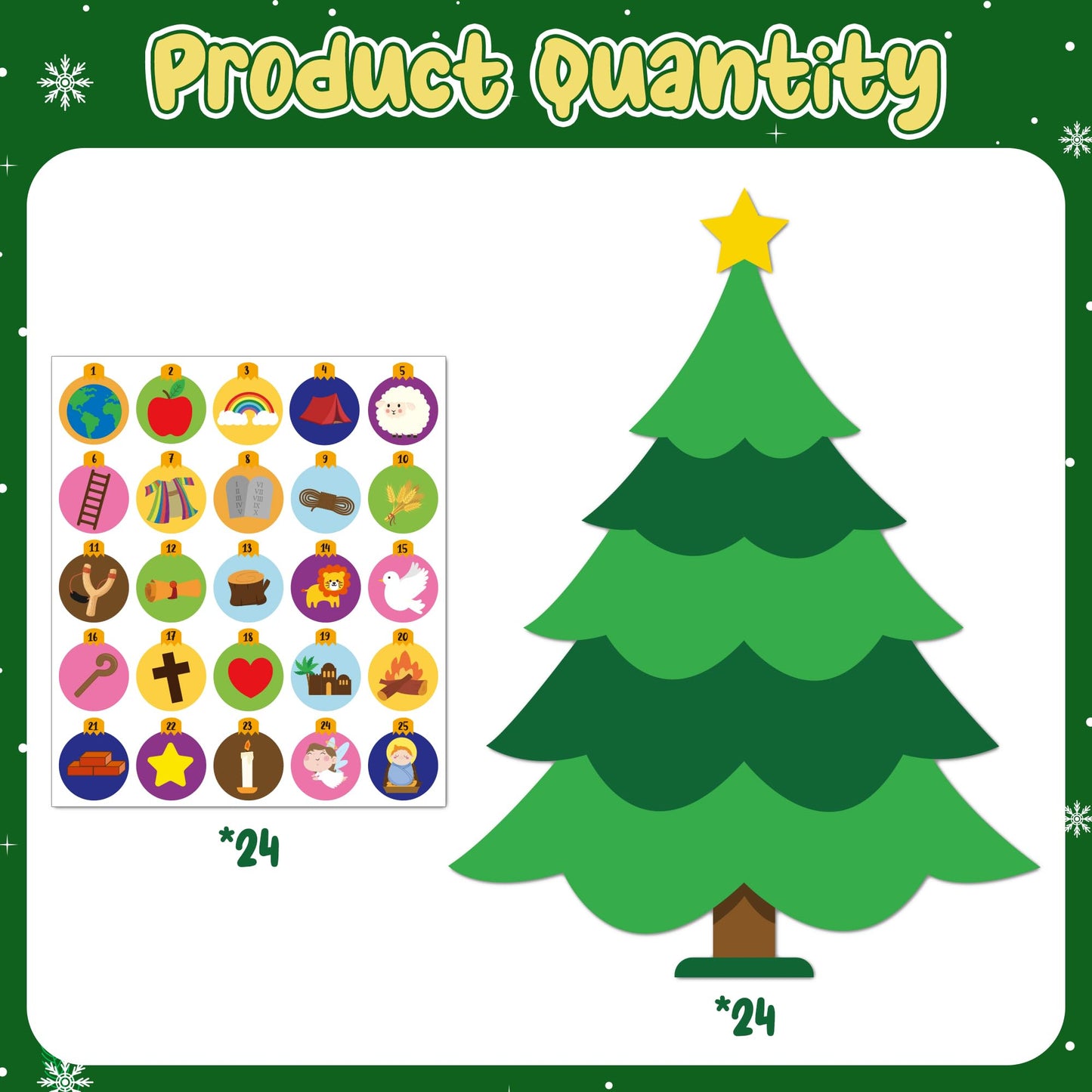 Haooryx Christmas Diy Advent Crafts - 24-Piece Jesse Tree Christmas Diy Advent Calendar Self-Adhesive Sticker Christian Religious Countdown To Calendar Jesse Tree Christian Winter Xmas New Year Gifts