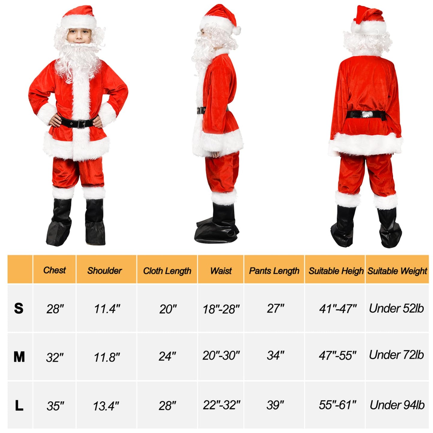 Children'S Santa Suit Christmas Child Santa Claus Costome Kids Halloween Costume Cosplay (Medium)