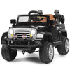Costzon Ride On Car, 12V Battery Powered Car W/2 Motors, Parental Remote Control, Open Doors, Lights, Mp3, Music, Horn, Spring Suspension, High/Low Speed, Electric Ride On Truck For Kids (Black)