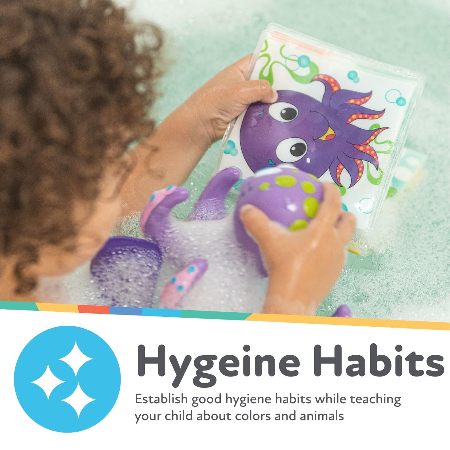 Nuby Bath Fun Time Book - Waterproof Pages, Surprise Squeaker, 1 Count, White, Model 4755