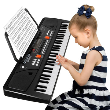 M Sanmersen Piano For Kids With Microphone, Keyboard Piano For Beginners Electronic Keyboard 61 Keys With Dual Speakers/Led Display/Aux-In Jack/Music Stand Piano Toys For Boys Girls Ages 3-12