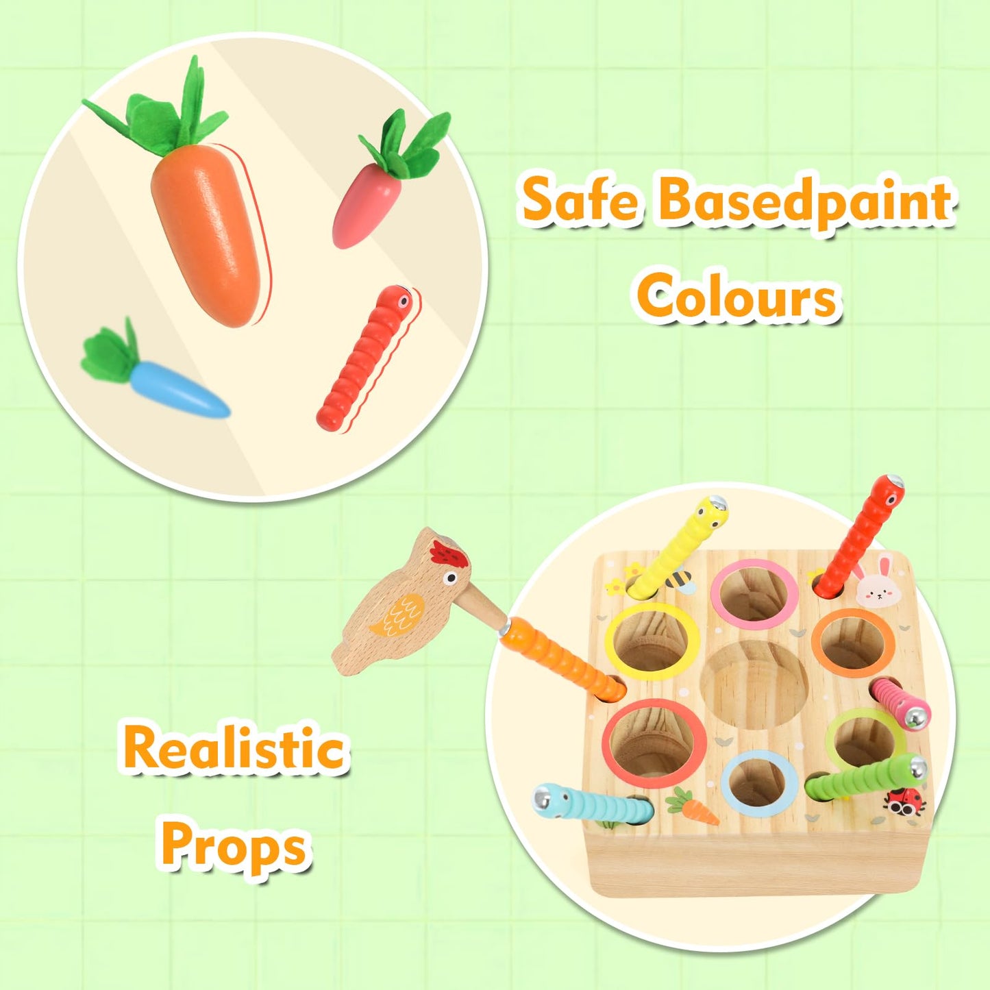 Ancaixin Montessori Toys For 1 Year Old, Magnetic Wooden Toys For 12 Months Boys And Girls, Educational Carrot Toy For Toddlers,