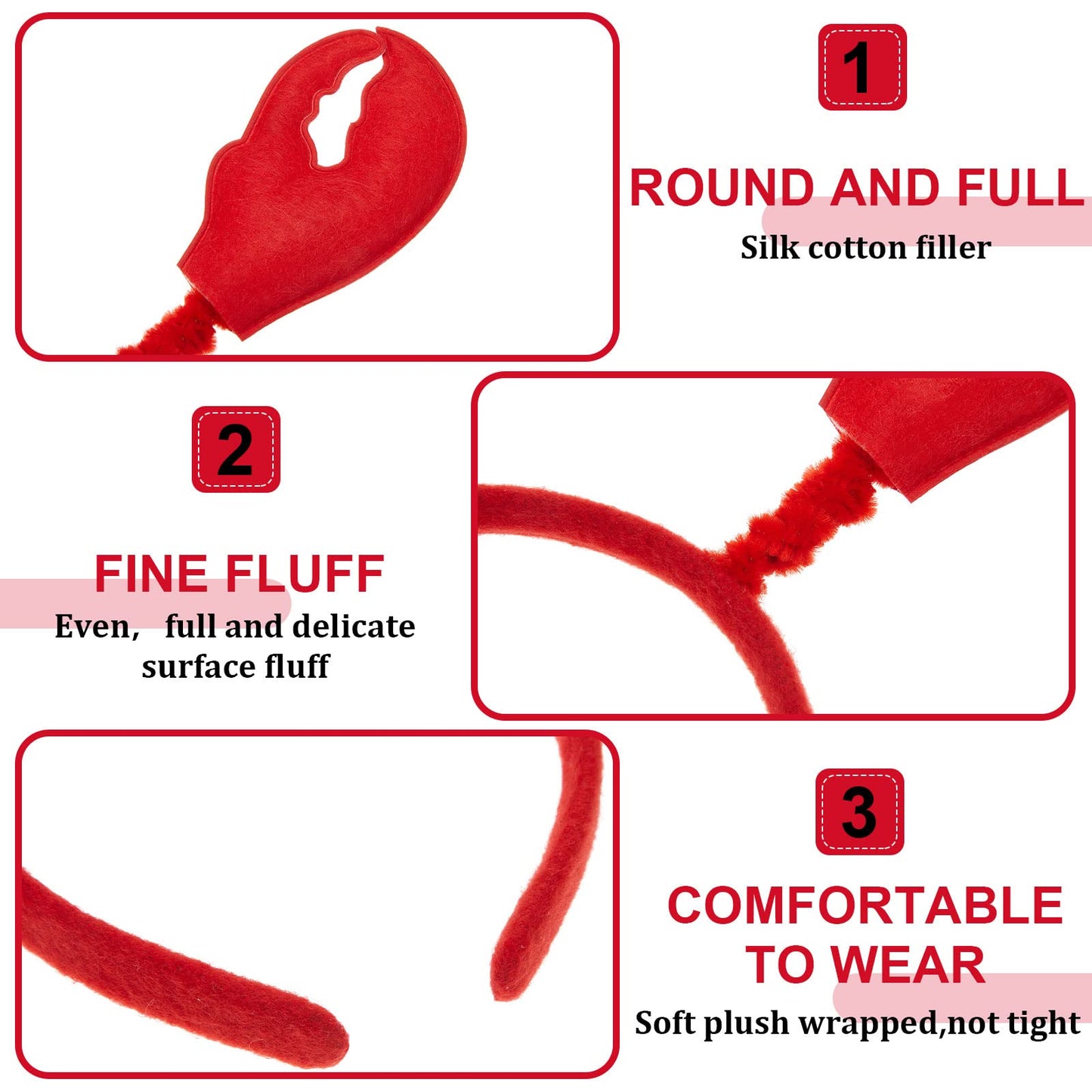 Crowye 24 Pcs Lobster Crab Headbands Red Claws Headwear Adults Ocean Costume Hats for Halloween Cosplay Summer Lobster Party