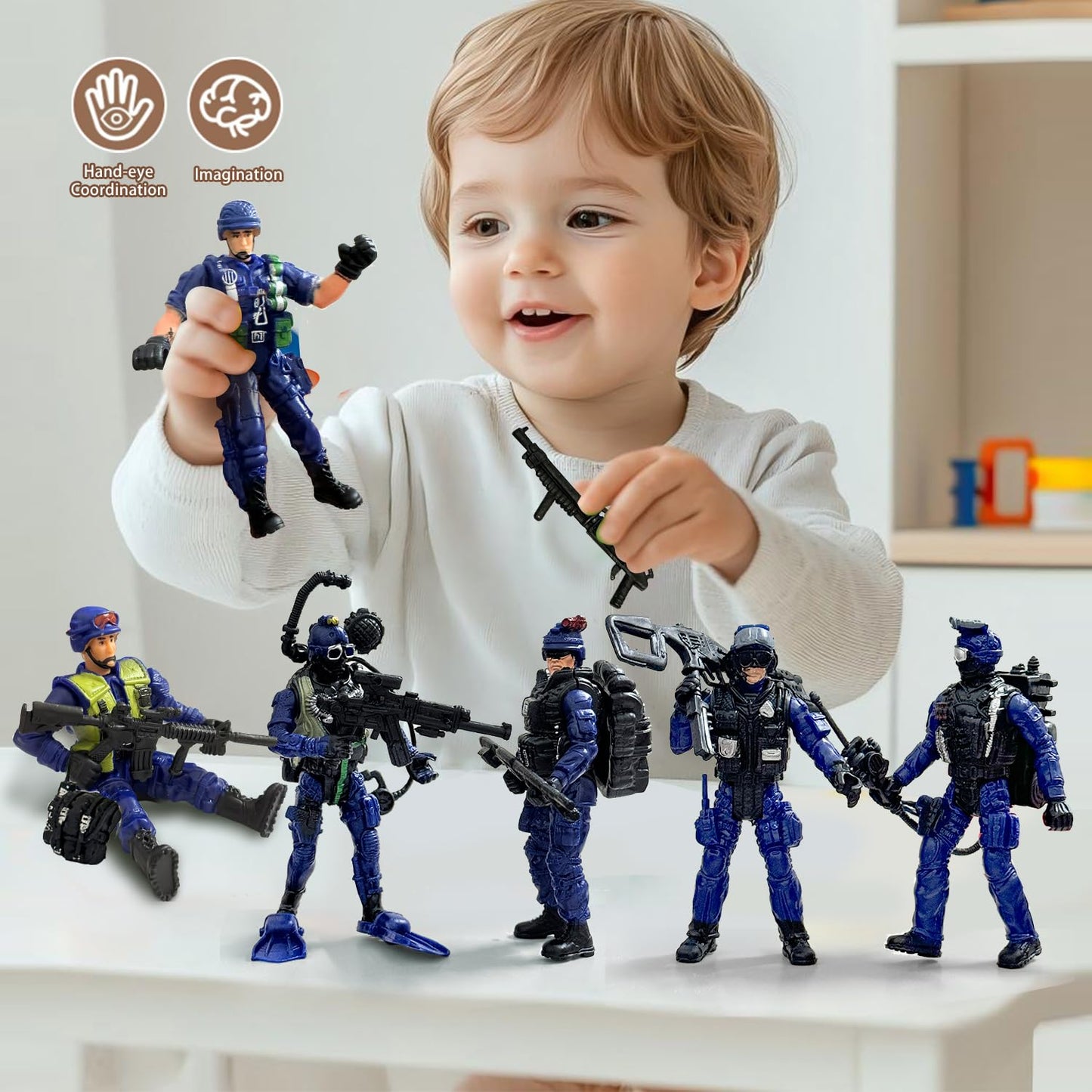 Baimiby Army Men Army Men Action Figure with  Military Soldier Playset SWAT Team Toy Birthday Gift Boy Age 4-7