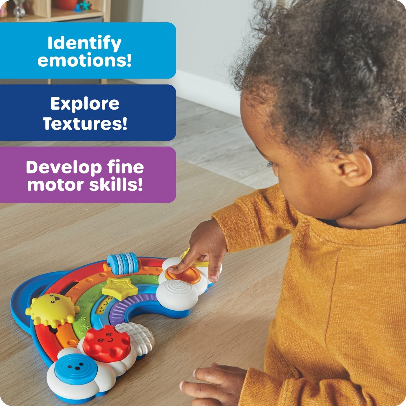 Learning Resources Rainbow Busy Board - Montessori Puzzle Toy for Fine Motor Skills, 13.4"x10"x0.4", Ideal for Toddlers, Model LER9809