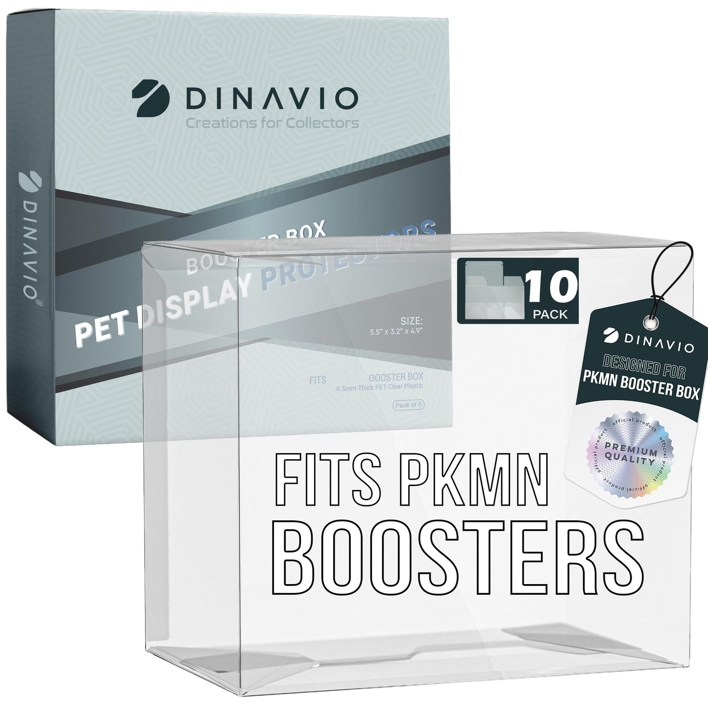 Dinavio Crafthouse Plastic Booster Box Protectors - 10 Pack, Clear, 0.5mm Thick, Compatible with English PKMN Boxes, Model DC765