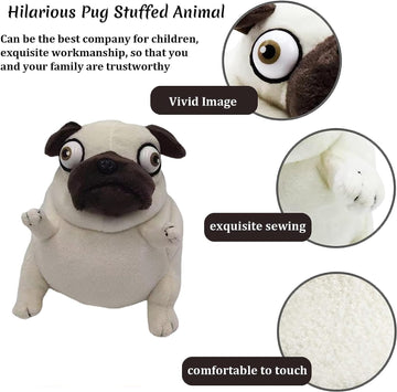Guoml Cute Pug Plush Stuffed Animal, 10 Inch & 7 Inch, Brown Cotton Toy for Kids & Lovers, Model Dog2909