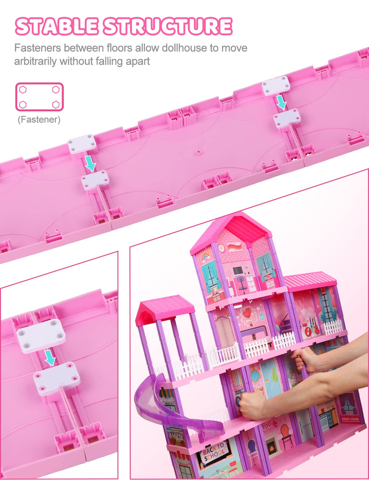 Beefunni Doll House, Dream Dollhouse For Girls Toys W/ 4 Stories -11 Rooms, Doll House 4-5 Year Old W/ 2 Dolls & Furniture, Princess Dollhouse 2023 Christmas Toy Gifts For 3 4 5 6 7 8+ Year Old Girls