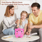Piggy Bank Girls, Unbreakable Piggy Banks Large Money Coin Bank For Kids With Diy Stickers, For Birthday, Easter, Baby Shower, Fuchsia