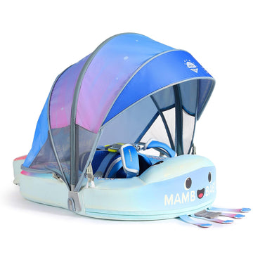 Mambobaby Float With Canopy Size Improved Non Inflatable Infant Pool Float Smart Mambo Float Swim Trainer Add Tail Swim Float Ma