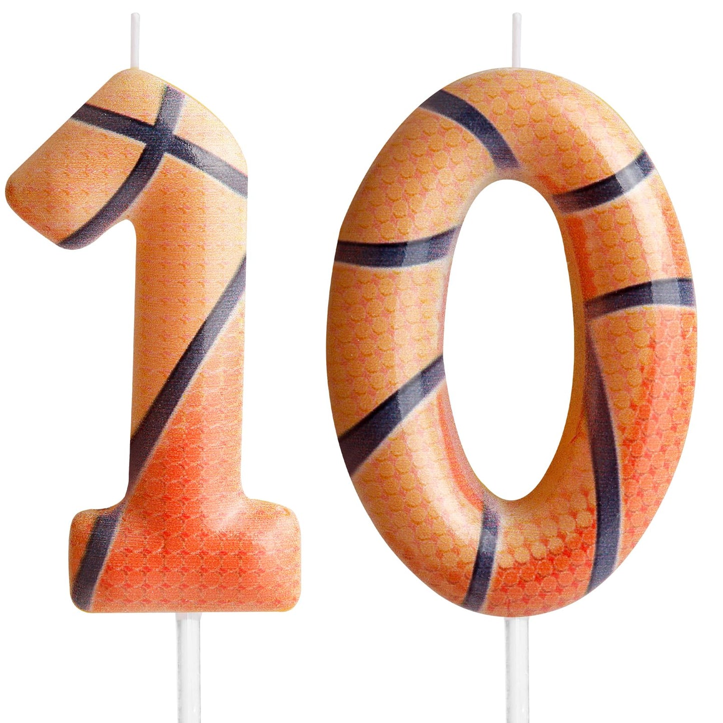 Zi Lan Basketball 10th Birthday Candle Brown Basketball Themed Cake Candles Happy Birthday Party Cake Topper for Boy Girl Kid Sp