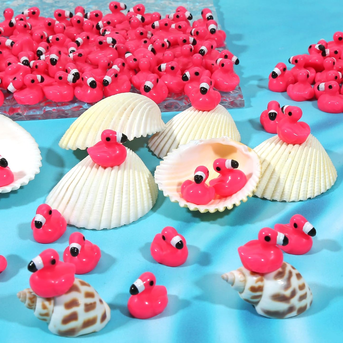 200 Pcs Mini Resin Flamingo Ducks  Pink Flamingo Figurine Tiny Animal Figures for DIY Garden Landscape Aquarium Hide and Seek Dollhouse Birthday Party Gifts