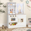INFANS Kid Kitchen Playset, Toddler Wooden Pretend Cooking Set with Stove, Sink, Microwave, Storage Cabinet, Play Kitchen Toy Se