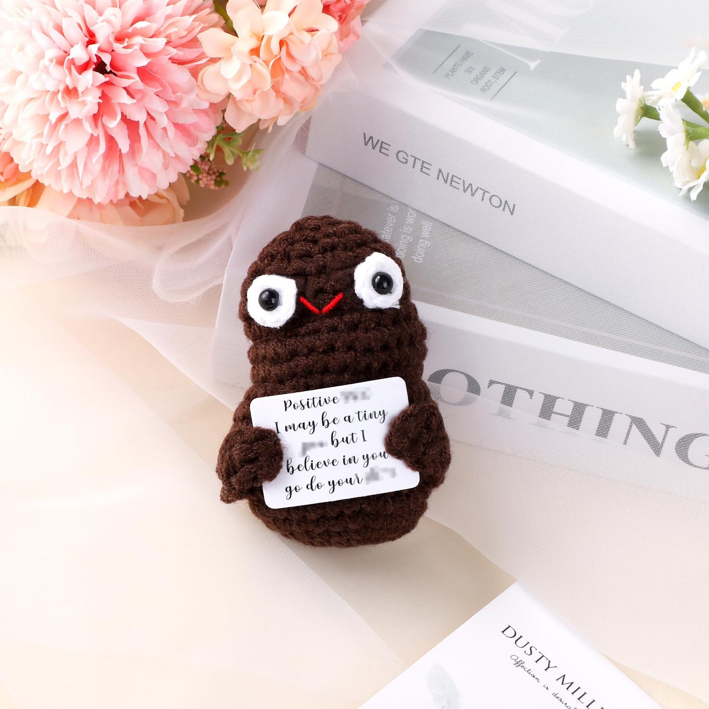 Toymis Mini Positive Poo Pocket Hug, 3.3Inch Interesting Knitted Wool Poo Doll Creative Cute Inspirational Poo Doll For Birthday Gifts Party Decoration Encouragement