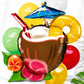 Atpata Funky Fruit Theme Foil Balloon Combos (Coconut) Multicolour