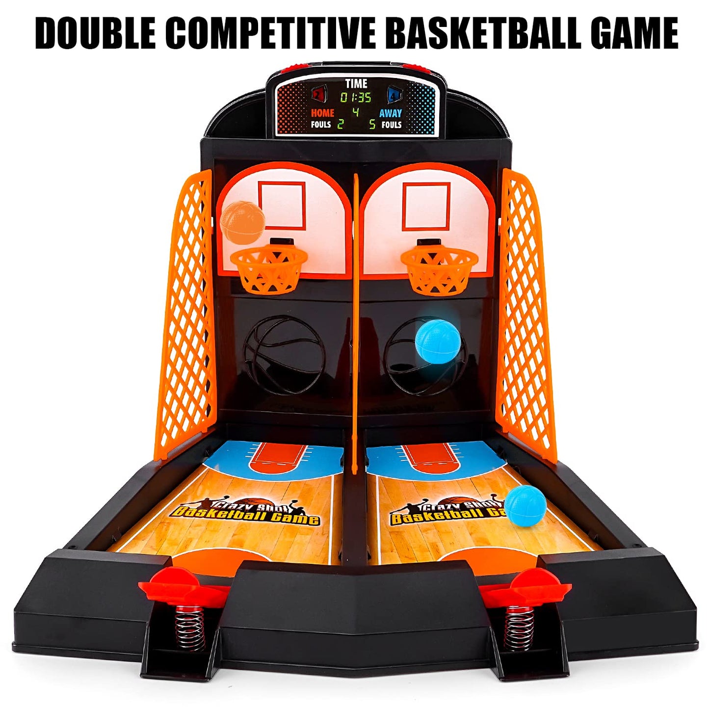 GOODLYSPORTS Mini Basketball Game - Medium Orange Plastic Desk Toy, Model 80880, Fun for Kids & Adults, Ideal Basketball Gift
